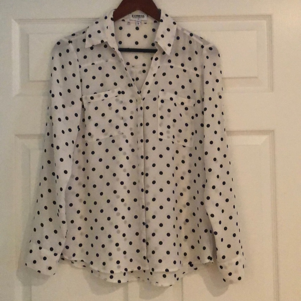 White and Black Polka Dot Shirt